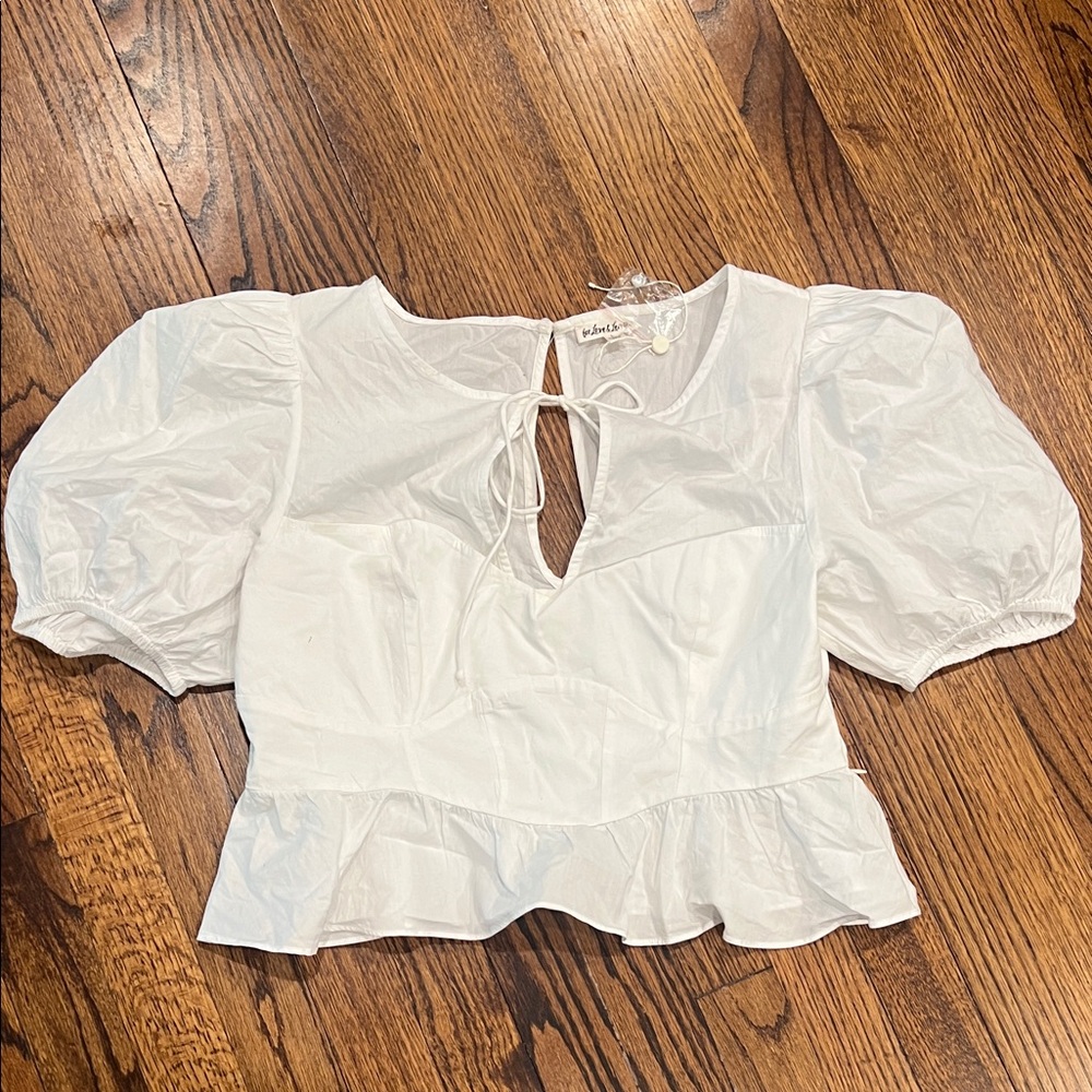 For Love And Lemons White Puff Sleeve Blouse
